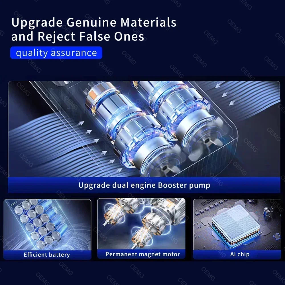 Безжична автомобилна въздушна помпа, преносим въздушен компресор, електрически помпа за гуми с LCD дигитален дисплей за кола, мотоциклети, велосипедна топка