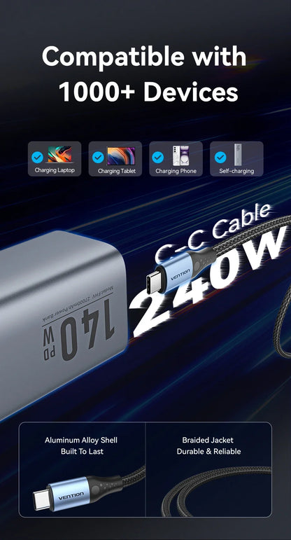 Преносима външна батерия Vention 140W 100W 27000mAh PD с бързо зареждане и външна батерия за лаптоп Xiaomi Macbook