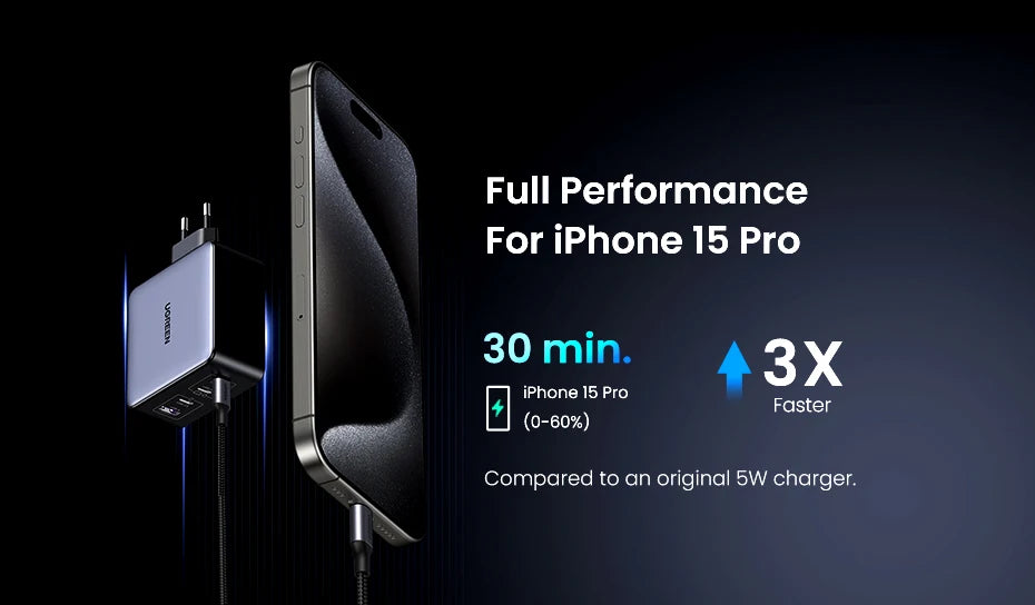 UGREEN 160W GaN зарядно устройство PD3.1 Type C QC4.0 3.0 Бързо зареждане за Macbook Pro лаптоп USB бързо зарядно за iPhone 15 Xiaomi таблет