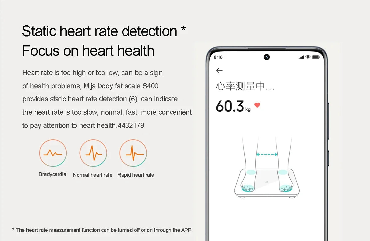 XIAOMI Телесна везна S400 Mijia Smart Home Телесна везна 150KG Bluetooth 5.0 LED дисплей Двучестотно измерване