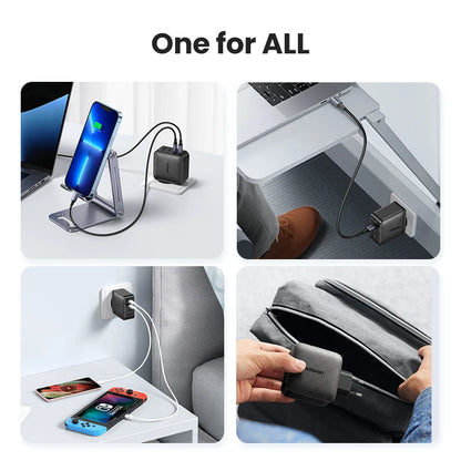 UGREEN 65W GaN зарядно устройство Quick Charge 4.0 3.0 Type C PD USB зарядно с QC 4.0 3.0 бързо зарядно за iPhone 16 15 14 Xiaomi лаптоп