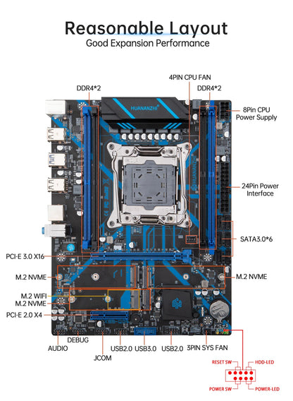 Дънна платка HUANANZHI X99 QD4 LGA 2011-3 XEON X99 Intel E5 2640 2666 2670 2696 V3 V4, поддръжка на DDR4 RECC NON-ECC памет NVME RU