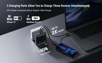 Зарядно устройство VOLTME GaN 140W USB Type C PD3.1 Fast Charge за Macbook pro 16″ Quick Charge 5.0 Зарядно за телефон за iPhone 15 Pro Max