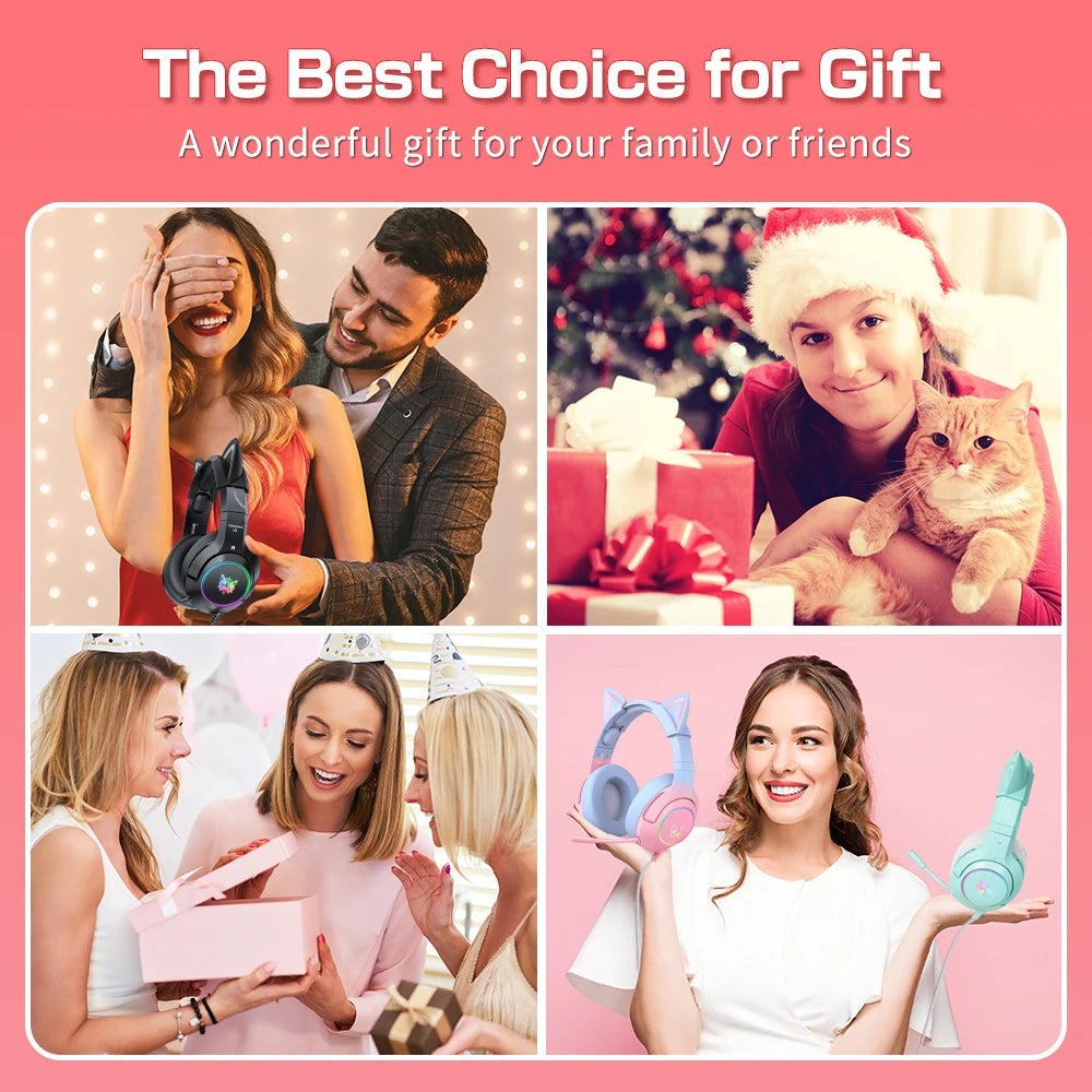 Геймърски слушалки ONIKUMA K9 с кабел и RGB осветление, гъвкави HD микрофони, геймърски съраунд компютърни слушалки за PC, PS5 и други.