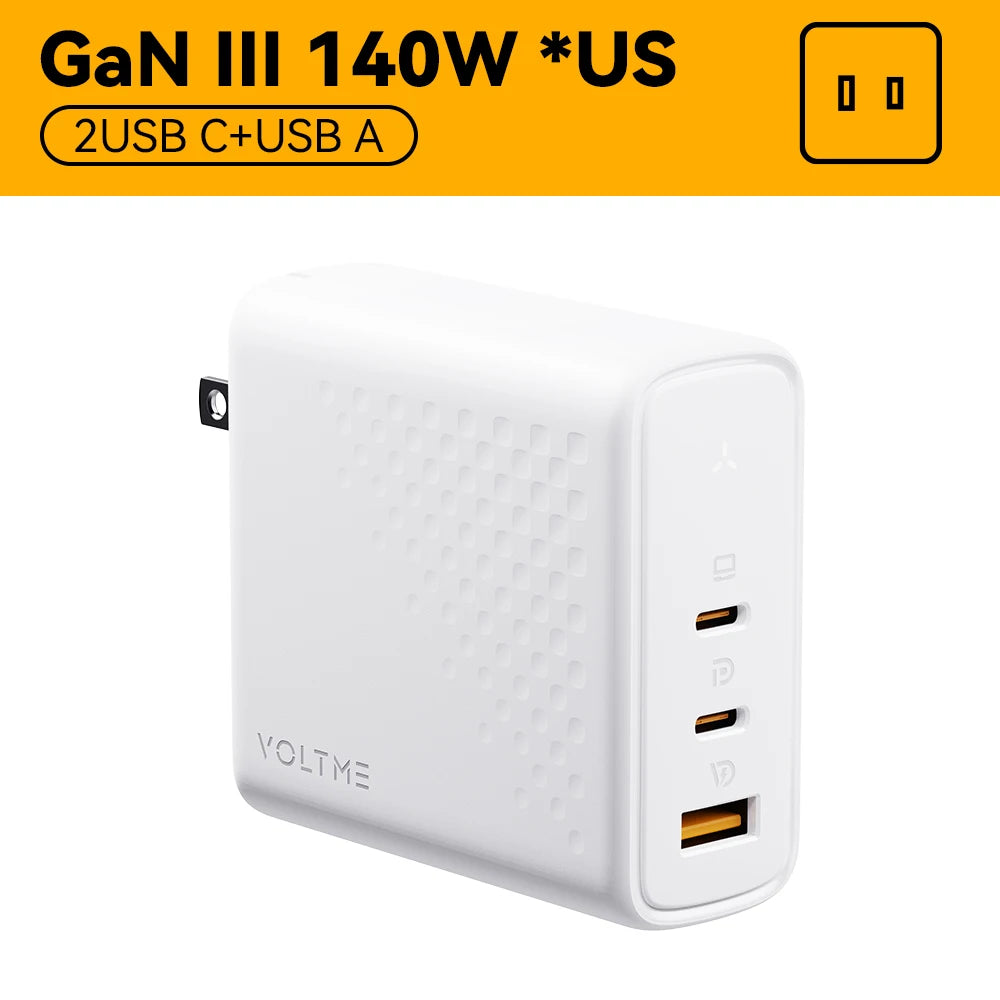 Зарядно устройство VOLTME GaN 140W USB Type C PD3.1 Fast Charge за Macbook pro 16″ Quick Charge 5.0 Зарядно за телефон за iPhone 15 Pro Max