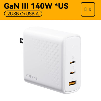 Зарядно устройство VOLTME GaN 140W USB Type C PD3.1 Fast Charge за Macbook pro 16″ Quick Charge 5.0 Зарядно за телефон за iPhone 15 Pro Max