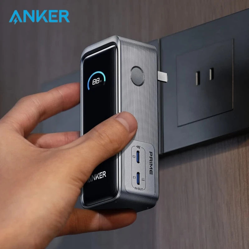 ANKER Prime 2-в-1 Power Bank 65W преносимо зарядно с щепсел GaN PD бързо зареждане 9600mAh мобилна Power Bank за iPhone, лаптоп